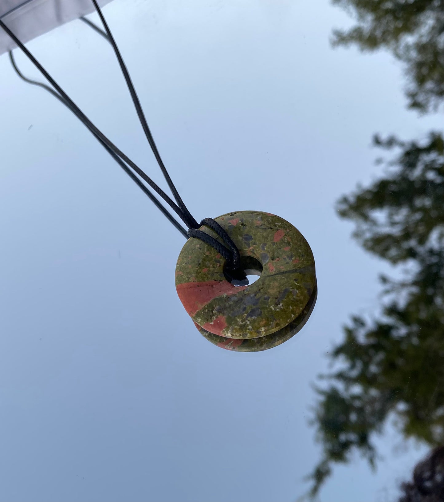 Unakite Donut Pendant Necklace