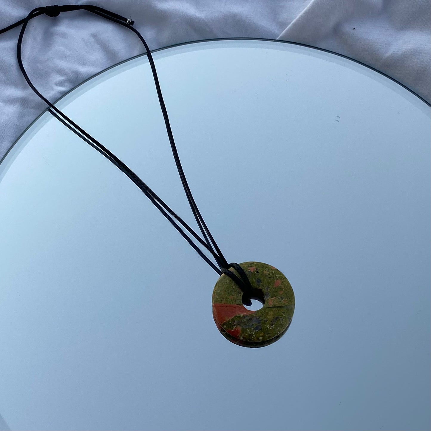 Unakite Donut Pendant Necklace