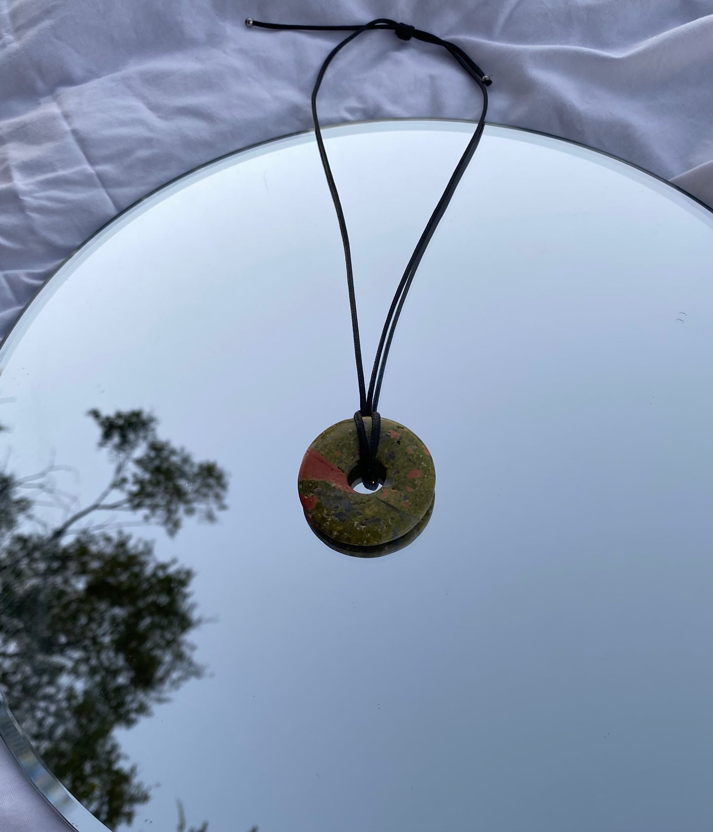 Unakite Donut Pendant Necklace