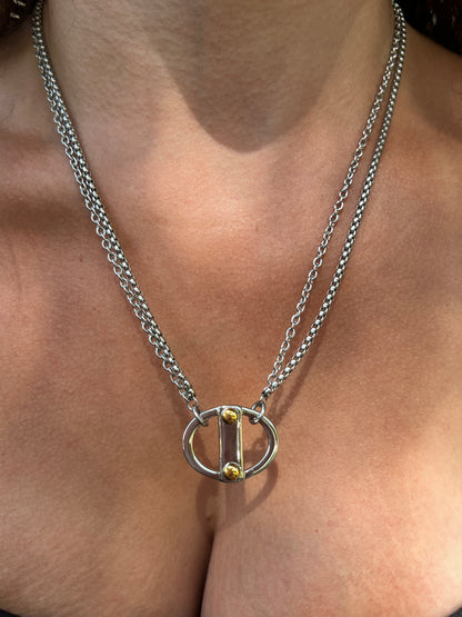 Dual Toned and Double Chained Reversable Pop Tab Necklace