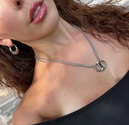 Dual Toned and Double Chained Reversable Pop Tab Necklace