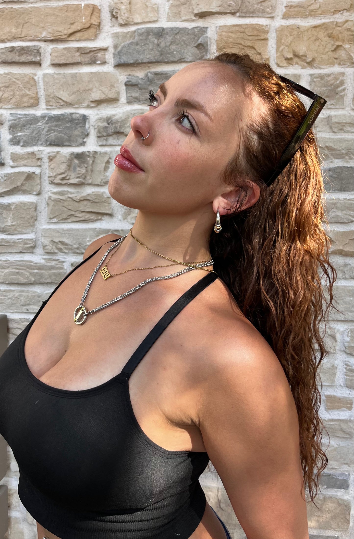 Mixed Metal Medium Hoop Earrings