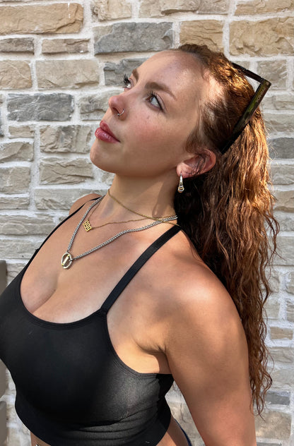 Mixed Metal Medium Hoop Earrings