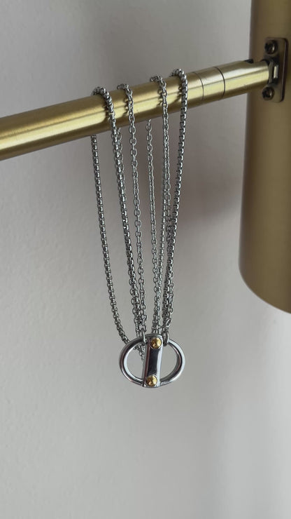 Dual Toned and Double Chained Reversable Pop Tab Necklace